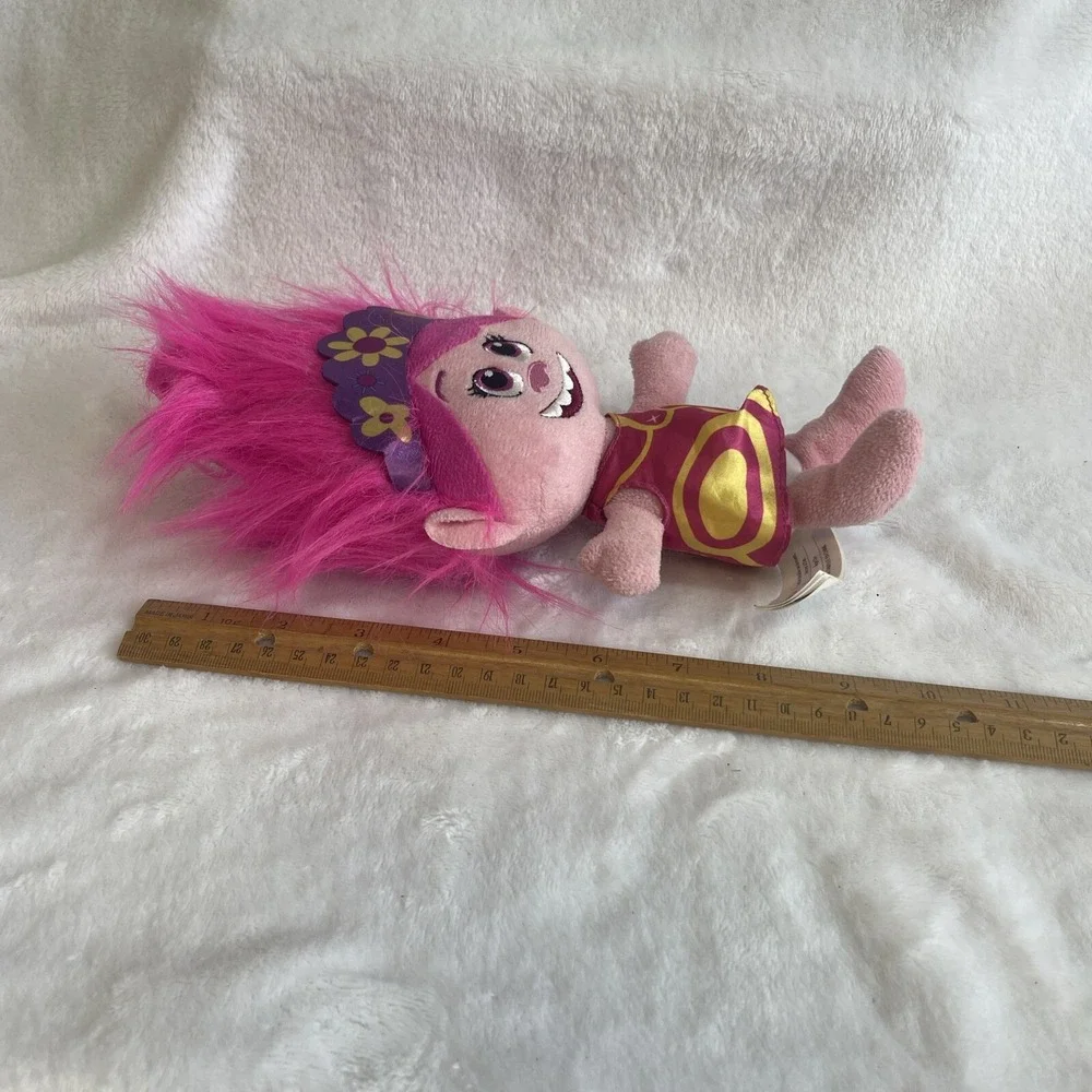 DreamWorks Trolls World Tour Poppy Plush Toy Doll Pink Hair Flower‎ Crown